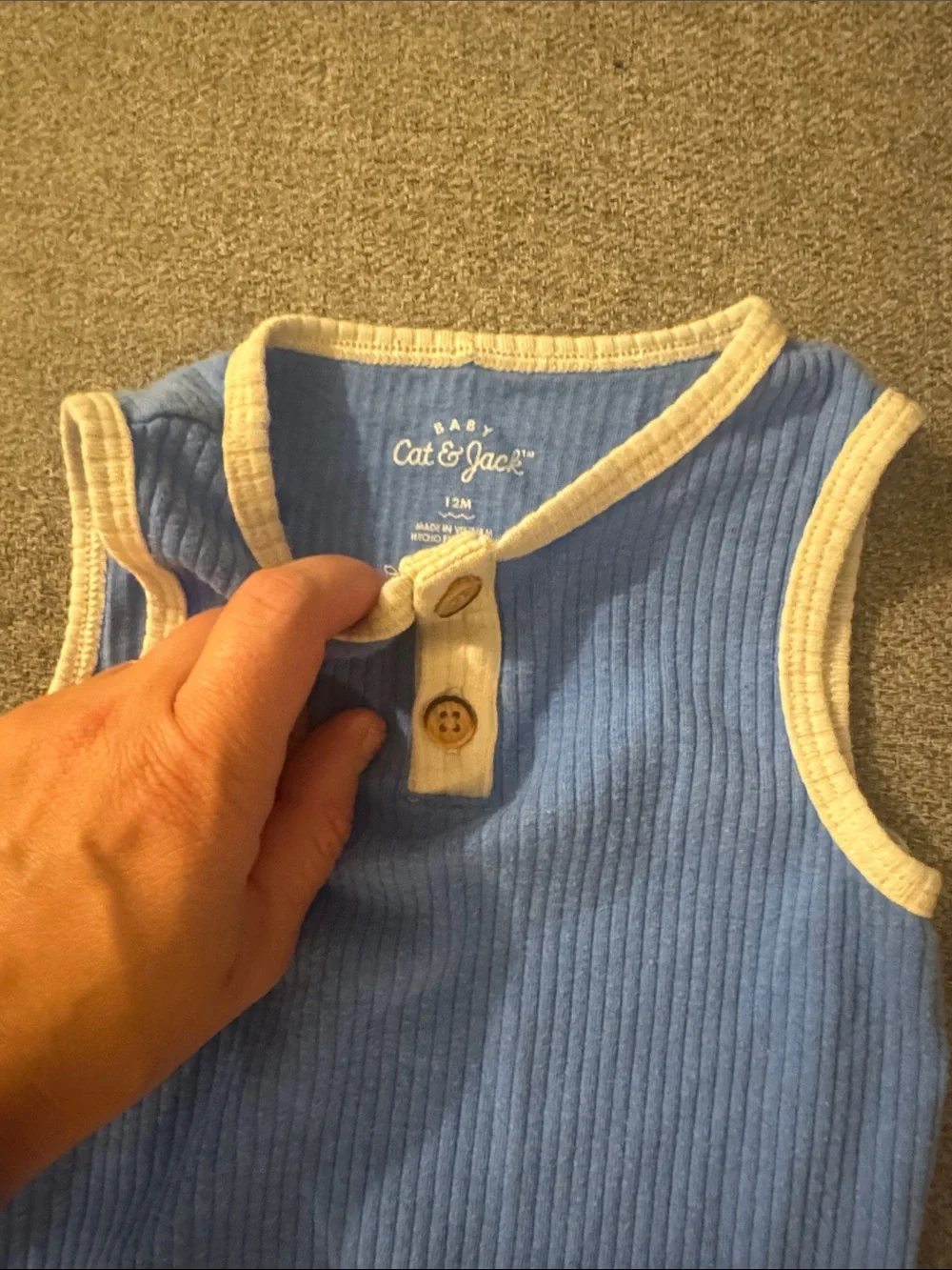 5/$15-Kids Blue Tank Top & Shorts Set with Cream Trim